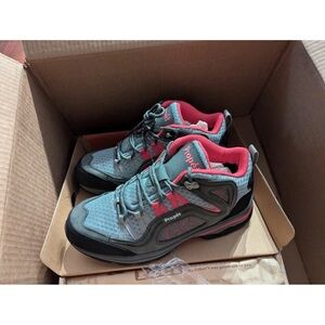 Propet Womens Peak WBA002M Grey/Berry Hiking Sneakers Size 9.5 W D Wide Boots